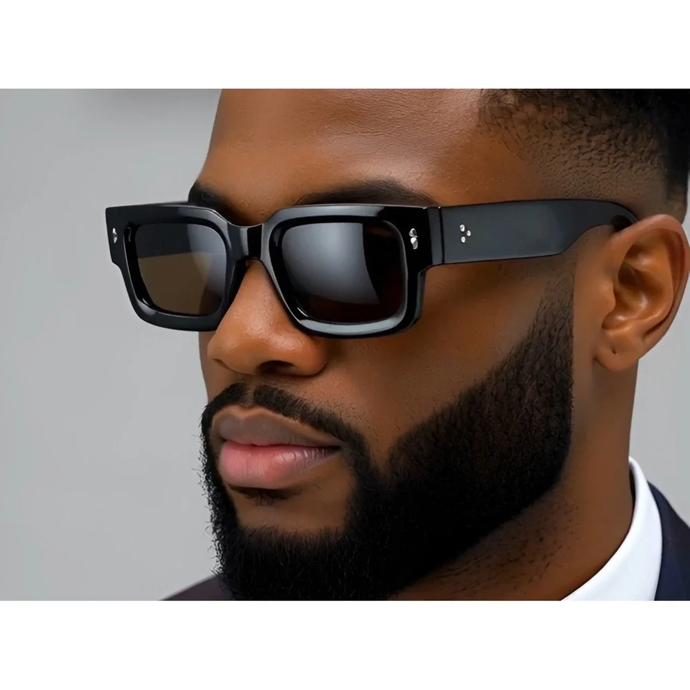 Chunky Square Frame Sunglasses Fashion Eyewear Brown Men Classic Style Hip Hop‎
